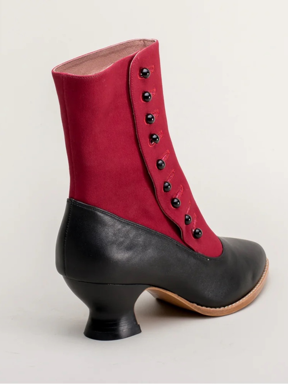 American Duchess Manhattan Victorian Cloth-Top Button Boots (Red/Black) size 6.5 - Picture 6 of 7